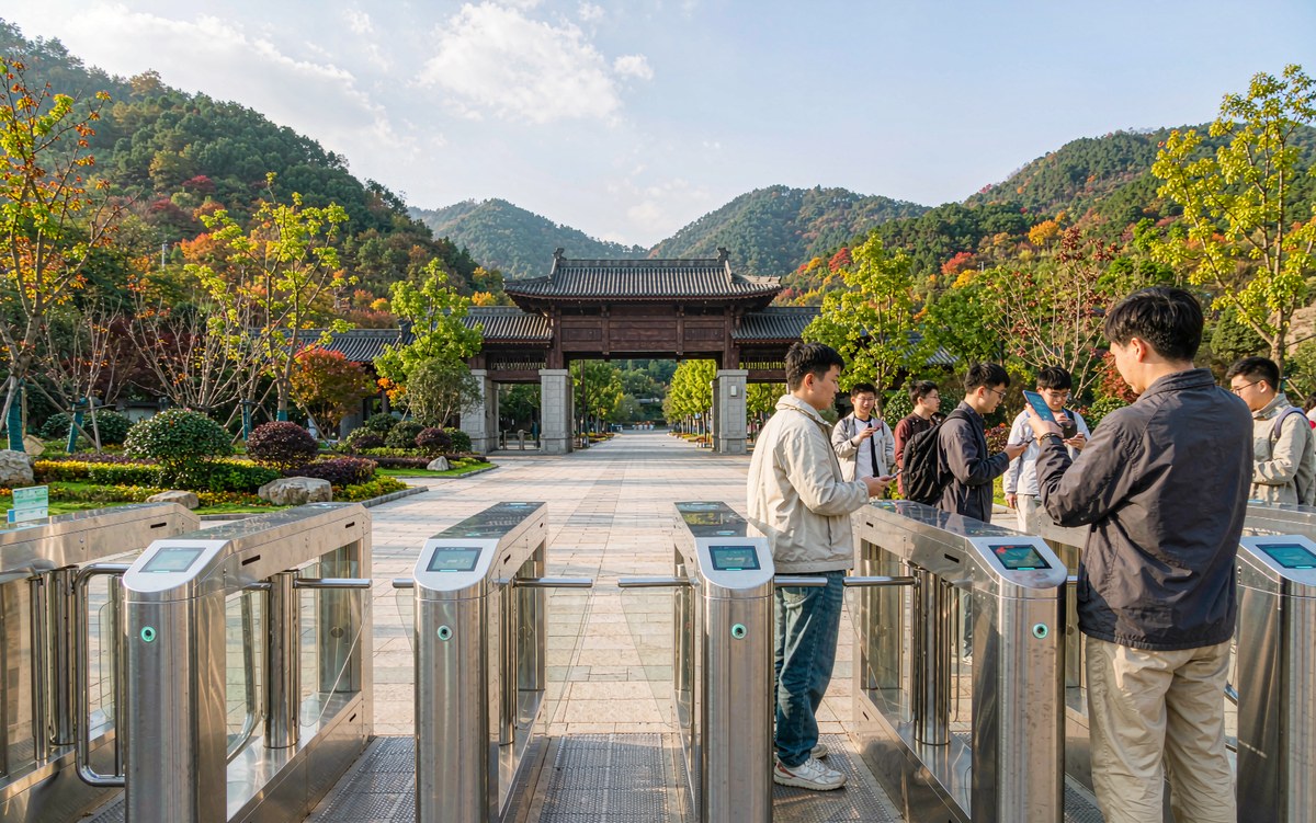 4A级景区如何选择景区闸机？武安长寿村景区签约小泥人人行通道摆闸